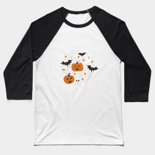 Pumpkin Party on Beige Baseball T-Shirt